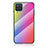 Samsung Galaxy M12用ハイブリットバンパーケース プラスチック 鏡面 虹 グラデーション 勾配色 カバー LS2 サムスン ピンク
