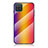 Samsung Galaxy M12用ハイブリットバンパーケース プラスチック 鏡面 虹 グラデーション 勾配色 カバー LS2 サムスン オレンジ