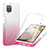Samsung Galaxy M12用前面と背面 360度 フルカバー 極薄ソフトケース シリコンケース 耐衝撃 全面保護 バンパー 勾配色 透明 YB1 サムスン ピンク