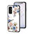 Samsung Galaxy M13 4G用ハイブリットバンパーケース プラスチック 鏡面 花 カバー サムスン ホワイト