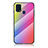 Samsung Galaxy M31用ハイブリットバンパーケース プラスチック 鏡面 虹 グラデーション 勾配色 カバー LS2 サムスン ピンク