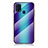 Samsung Galaxy M31用ハイブリットバンパーケース プラスチック 鏡面 虹 グラデーション 勾配色 カバー LS2 サムスン ネイビー