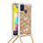Samsung Galaxy M31 Prime Edition用シリコンケース ソフトタッチラバー ブリンブリン カバー 携帯ストラップ S03 サムスン ゴールド
