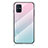 Samsung Galaxy M31s用ハイブリットバンパーケース プラスチック 鏡面 虹 グラデーション 勾配色 カバー LS1 サムスン シアン