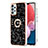 Samsung Galaxy M32 5G用シリコンケース ソフトタッチラバー バタフライ パターン カバー アンド指輪 YB2 サムスン ブラック
