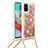 Samsung Galaxy M40S用シリコンケース ソフトタッチラバー ブリンブリン カバー 携帯ストラップ S03 サムスン ゴールド