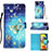 Samsung Galaxy M40S用手帳型 レザーケース スタンド パターン カバー Y03B サムスン ブルー