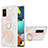 Samsung Galaxy M40S用シリコンケース ソフトタッチラバー バタフライ パターン カバー アンド指輪 Y01B サムスン ピンク