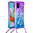 Samsung Galaxy M40S用シリコンケース ソフトタッチラバー ブリンブリン カバー 携帯ストラップ S01 サムスン パープル
