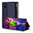 Samsung Galaxy M51用手帳型 レザーケース スタンド カバー ZL2 サムスン ネイビー