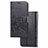 Samsung Galaxy M60s用手帳型 レザーケース スタンド 花 カバー サムスン ブラック