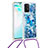 Samsung Galaxy M80S用シリコンケース ソフトタッチラバー ブリンブリン カバー 携帯ストラップ S02 サムスン ネイビー