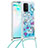 Samsung Galaxy M80S用シリコンケース ソフトタッチラバー ブリンブリン カバー 携帯ストラップ S02 サムスン ブルー