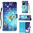 Samsung Galaxy Note 20 Ultra 5G用手帳型 レザーケース スタンド パターン カバー Y03B サムスン ブルー