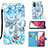 Samsung Galaxy S20 FE 4G用手帳型 レザーケース スタンド パターン カバー Y02B サムスン ライトブルー