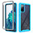 Samsung Galaxy S20 FE 4G用360度 フルカバー ハイブリットバンパーケース クリア透明 プラスチック カバー ZJ3 サムスン ブルー