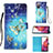 Samsung Galaxy S20 FE 5G用手帳型 レザーケース スタンド パターン カバー Y03B サムスン ブルー