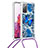 Samsung Galaxy S20 FE 5G用シリコンケース ソフトタッチラバー ブリンブリン カバー 携帯ストラップ S02 サムスン ネイビー