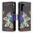 Samsung Galaxy S21 5G用手帳型 レザーケース スタンド パターン カバー B04F サムスン ブラック