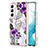 Samsung Galaxy S21 5G用シリコンケース ソフトタッチラバー バタフライ パターン カバー Y15B サムスン パープル