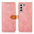 Samsung Galaxy S21 5G用手帳型 レザーケース スタンド カバー N07P サムスン ピンク