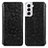 Samsung Galaxy S21 FE 5G用手帳型 レザーケース スタンド パターン カバー サムスン ブラック
