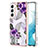 Samsung Galaxy S21 FE 5G用シリコンケース ソフトタッチラバー バタフライ パターン カバー S01 サムスン パープル