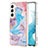 Samsung Galaxy S21 FE 5G用シリコンケース ソフトタッチラバー バタフライ パターン カバー S01 サムスン ネイビー