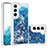 Samsung Galaxy S21 FE 5G用シリコンケース ソフトタッチラバー バタフライ パターン カバー Y06B サムスン ネイビー