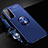 Samsung Galaxy S21 FE 5G用極薄ソフトケース シリコンケース 耐衝撃 全面保護 アンド指輪 マグネット式 バンパー A01 サムスン ネイビー