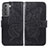 Samsung Galaxy S21 FE 5G用手帳型 レザーケース スタンド バタフライ 蝶 カバー サムスン ブラック