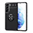 Samsung Galaxy S21 FE 5G用極薄ソフトケース シリコンケース 耐衝撃 全面保護 アンド指輪 マグネット式 バンパー A03 サムスン ブラック