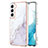 Samsung Galaxy S21 FE 5G用シリコンケース ソフトタッチラバー バタフライ パターン カバー Y11B サムスン ホワイト