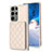 Samsung Galaxy S21 FE 5G用シリコンケース ソフトタッチラバー レザー柄 カバー BF1 サムスン カーキ色