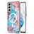 Samsung Galaxy S21 FE 5G用シリコンケース ソフトタッチラバー バタフライ パターン カバー Mag-Safe 磁気 Magnetic サムスン ネイビー