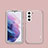 Samsung Galaxy S22 5G用シリコンケース ソフトタッチラバー レザー柄 カバー S04 サムスン ピンク