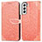Samsung Galaxy S22 5G用手帳型 レザーケース スタンド パターン カバー S04D サムスン オレンジ