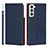 Samsung Galaxy S22 5G用手帳型 レザーケース スタンド カバー T02D サムスン ネイビー