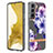 Samsung Galaxy S22 5G用シリコンケース ソフトタッチラバー バタフライ パターン カバー Y12B サムスン パープル