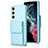 Samsung Galaxy S22 5G用シリコンケース ソフトタッチラバー レザー柄 カバー BF5 サムスン ライトブルー