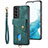 Samsung Galaxy S22 Plus 5G用シリコンケース ソフトタッチラバー レザー柄 カバー SD2 サムスン グリーン