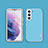 Samsung Galaxy S23 5G用シリコンケース ソフトタッチラバー レザー柄 カバー S04 サムスン ブルー