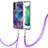 Samsung Galaxy S23 Plus 5G用シリコンケース ソフトタッチラバー バタフライ パターン カバー 携帯ストラップ YB7 サムスン パープル