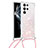 Samsung Galaxy S23 Ultra 5G用シリコンケース ソフトタッチラバー バタフライ パターン カバー Y03B サムスン ピンク