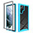 Samsung Galaxy S23 Ultra 5G用360度 フルカバー ハイブリットバンパーケース クリア透明 プラスチック カバー M02 サムスン ブルー
