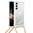 Samsung Galaxy S24 5G用シリコンケース ソフトタッチラバー バタフライ パターン カバー Y03B サムスン シルバー
