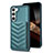 Samsung Galaxy S24 5G用シリコンケース ソフトタッチラバー レザー柄 カバー BF1 サムスン グリーン