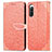 Sony Xperia 10 V用手帳型 レザーケース スタンド パターン カバー S04D ソニー オレンジ
