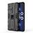 Vivo iQOO 8 Pro 5G用ハイブリットバンパーケース スタンド プラスチック 兼シリコーン カバー マグネット式 Vivo ブラック