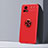 Vivo iQOO U3 5G用極薄ソフトケース シリコンケース 耐衝撃 全面保護 アンド指輪 マグネット式 バンパー SD1 Vivo レッド